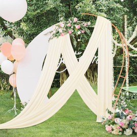 MoKoHouse Wedding Backdrop Ceiling Arch Drapes: Beige Chiffon Fabric Curtains 6 Yards Sheer Drapery 4 Panel for Ceremony Party Wal