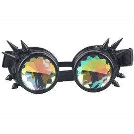 Steampunk Goggles with and without Spikes and Prism Kaleidoscope Glasses Burning Man Dornen