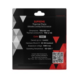 subZero SUPREME 19.8w/mk Thermal Pad, 100x100, Soft Thermal Compound, Ideal Gap Filler for GPU/Laptop Heatsink/GPU/CPU/LED Cooler (2.00mm)