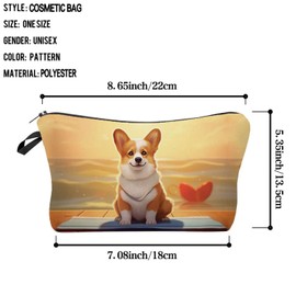 Livel lhood Cartoon Corgi Makeup Bag Cute Small Organizer Zipper Pouch Cartoon Corgi Cosmetic Bag Birthday Present for Dog Lovers Dog Mom Women Friends-3, hzj0779
