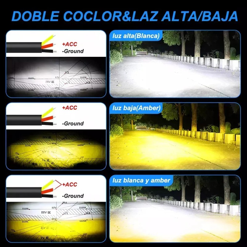 Par Faros De Lupa 6cuentas 3modos Para Auto, Moto W1