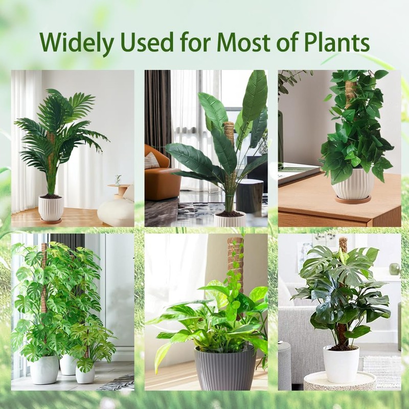 Moss Pole Monstera Plant Support: 4 Pack 16 inch Stackable