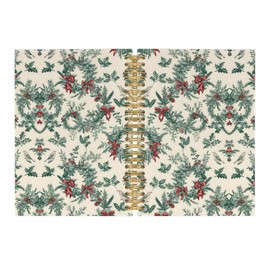 Pugwak Merry Christmas Wreath Journal Notebook - Vintage Christmas Flower Notebooks College Ruled for Work School, Gifts for Women Girl, Office Supplies, Hardcover Spiral Notebook 5.5"x8.3"