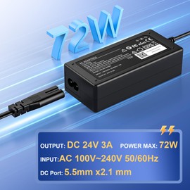24V Led Power Supply,3A 72W AC to DC Power Supply,110-240V 50/60HZ 3A Power Supply Converter Trasformer 5.5 x2.1mm,DC Output Jack for 5050 3528 LED modules Strip Light,3D Printer Derver CCTV Camera