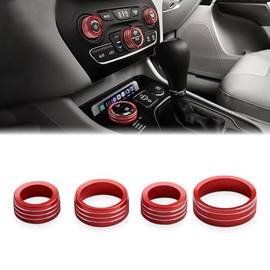 auovo Auovo Volume Tune Air Conditioner Knob Covers Compatible with Durango 2014-2020 Car Interior Trim AC Knob Cover Air Conditioning Switch Volume Controller Rings (B-Long+AWD, Red)