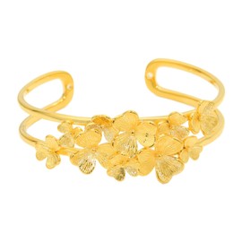 Heavstjer Fashion 18K Gold Plated Adjustable Arm Wristband Flowers Hollow Open Cuff Bracelet(Gold)