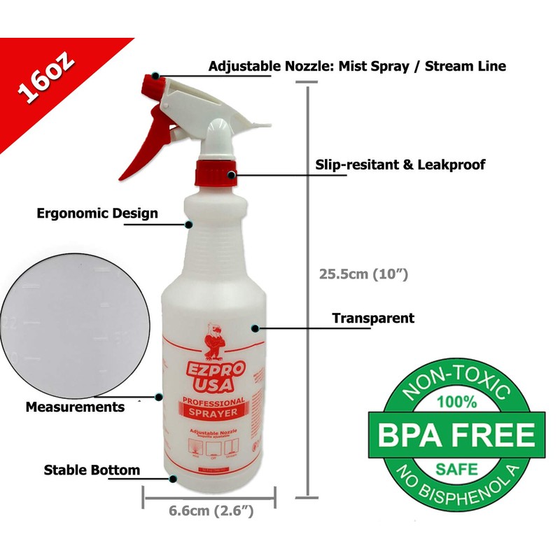 EZPRO USA Small Size Solid 16 oz Plastic Empty Spray
