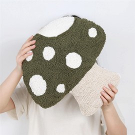 WMYDHCGD Mushroom Pillow Cute Floor Pillow Plush Sofa Pillow Funny Mushroom Home Decorative Pillow Car Pillow (Green, 13.3in*12.9in)