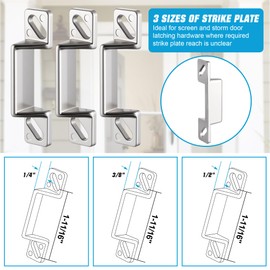 Avenuebool Screen Door Latch Replacement Kit Compatible with Prime-Line K 5148 1-11/16 in. Zinc Diecast Constructed Strike Plate Assortment for Storm and Screen Door Hardware (6,Silver)