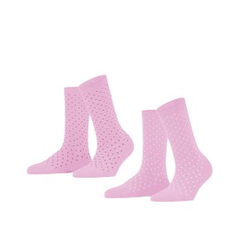 ESPRIT Women's Fine Dot 2-Pack Socks Sustainable Organic Cotton Reinforced Women's Socks Skin Friendly Durable Dotted Everyday Multipack 2 Pairs, Red (Orchid 8621)