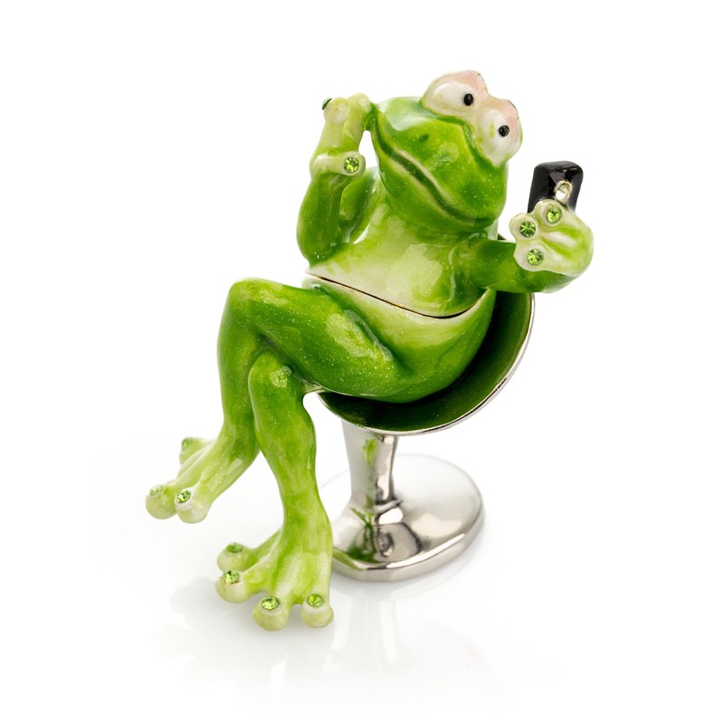 Keren Kopal Frog Taking a Selfie Trinket Box with Crystals
