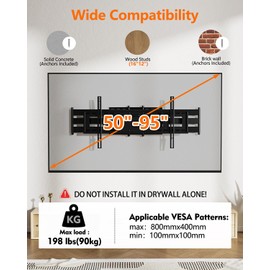 FORGING MOUNT Long Arm TV Wall Mount Swivel Tilt Full Motion Wall Bracket 43 inch Articulating Arm TV Wall Mount,Fits 50 to 90 Inch Flat/Curve TVs,Holds 198Lbs,VESA 600x400mm