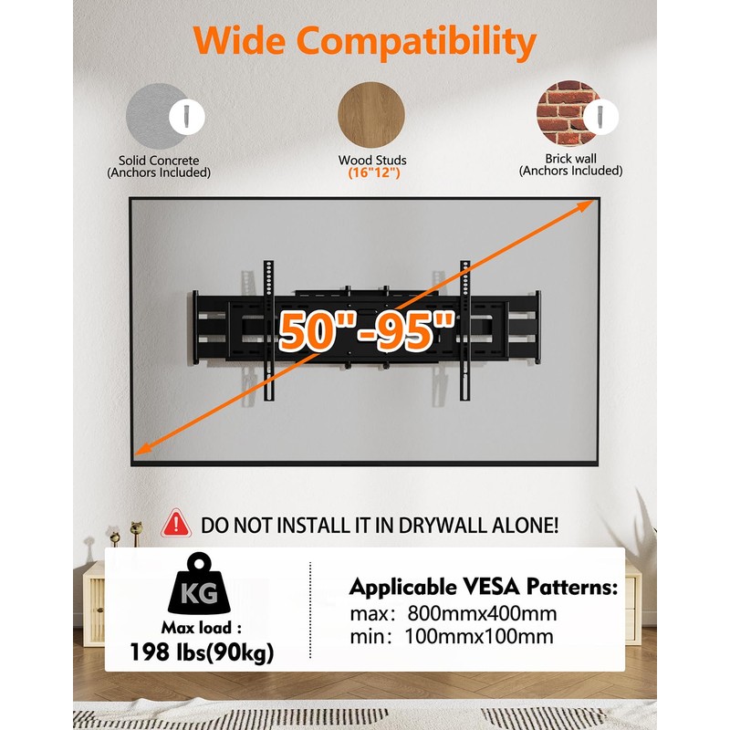 FORGING MOUNT Long Arm TV Wall Mount Swivel Tilt Full