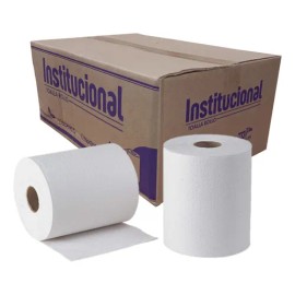 6 Piezas Toalla Rollo Institucional Blanco 180 Mts