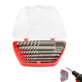 Set of 6 Screw Extractors. Drill Bits for Screws. Extractor for Damaged Screws, Pipes, Broken Bolts of Different Sizes. Double Head Thread Remover. Carbon Steel.