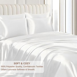 Silk Pillowcases, 2 Packs Pillowcase, 48 * 74 cm,Pillow Case for Sleeping Women with Envelope Closure, Soft Breathable Smooth Cooling Pillow Covers for Sleeping,Gifts for Women and Men (Pure White)