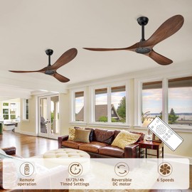 Jayjuly 52 in Ceiling Fan with Remote Outdoor/Indoor Ceiling Fans Reversible DC Motor for Patios Bedroom Living Room (Walnut)