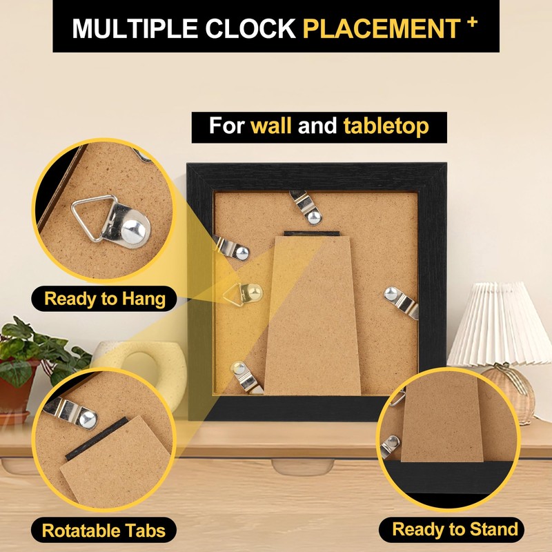 TOFOREVO 6x6 Picture Frames Set of 6 Black Wood Grain