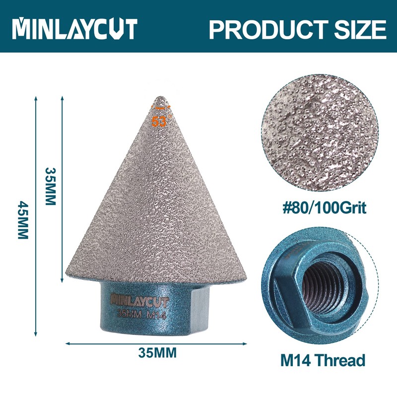 MINLAYCUT Diamond Beveling Chamfer Bits 35mm Diamond Cone Tile Bit