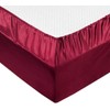 Silky Satin Fitted Sheet Classic Luxury Silky Soft Plain (Burgundy,