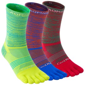 likloks Toe Socks Colorful High Performance Athletic Running Five Finger Socks for Men and Women Crew-Large (3 Pairs)