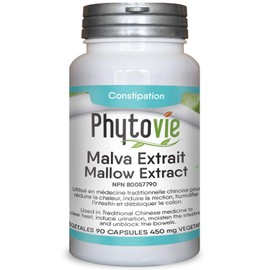 Mallow Extract Malva 450mg 90 Capsules Colon Cleanse, Stool Softener and Constipation Relief 