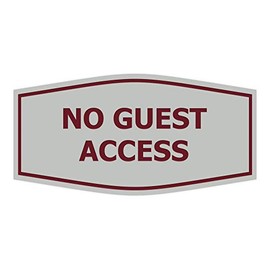 Signs ByLITA Fancy No Guest Access Sign (Light Grey/Burgundy) - Medium
