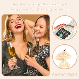 Champagne Earrings Crystal Wine Bottle Dangle Earrings for Women Rhinestone Margarita Earrings Tequila Earrings Jewelry New Years Eve Outfits Women