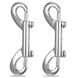 Tyqour 2 Pcs Double Ended Snaps Silver Bolt Snap Hooks for Pet Dog Leash, Water Bucket Hooks, Key Holder Home Farm Other Indoor and Outdoor