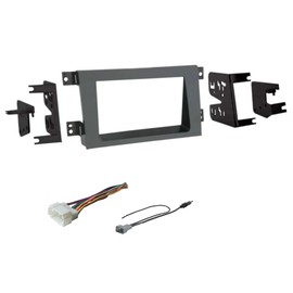 Gray Double DIN Car Stereo Install Dash Kit, Wire Harness, and AM/FM Radio Antenna Adapter Combo -Made for 2005 2006 2007 2008 Honda Ridgeline