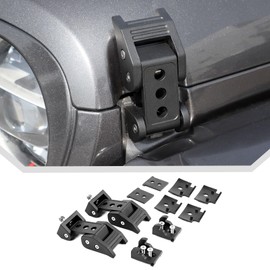 JeCar Hood Latches for Jeep Wrangler JK JKU 2007-2018 Jeep Wrangler JL JLU 2018-2024 Gladiator JT 2020-2024 Aluminum Hood Latches Locking Kit 2007-2023(D Style)