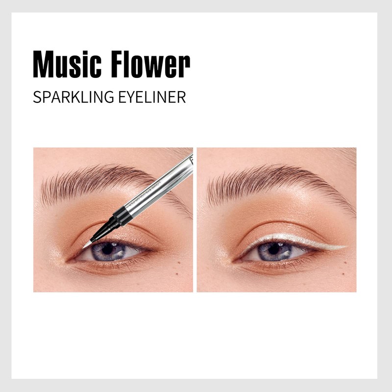 Music Flower Eyeliner Pen,Waterproof liquid Eyeliner with Precision Tip,Metallic Shimmer