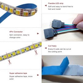 Tesfish 24 V 2-in-1 LED Strip CCT Cool White + Warm White, Colour Temperature Adjustable (2800 K to 6500 K) 5 m LED Strip Light IP20 Total 600 LEDs LED Strip LED Light Strip