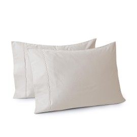 100% Egyptian Cotton Pillow Cases Set of 2, Standard Size 400 Thread Count Cooling Pillowcases, Soft and Breathable Pillow Covers with Envelope Closure, 20x26 Inches (Standard, Light Beige)