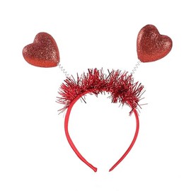 Dzrige Red Heart Headband Heart Head Bopper Headband Glitter Foam Love Heart Shaped Hair Accessoires for Valentine's Day New Year Wedding Anniversary Birthday Party Gift