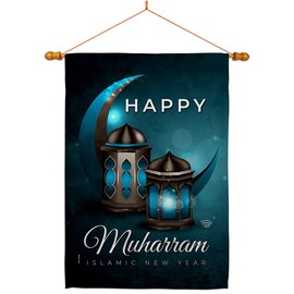 Ornament Collection Day of Ashura House Flag Dowel Set Celebration Islamic New Year Lunar Hijri Muslims Decoration Banner Small Garden Yard Gift Double-Sided, Made in USA