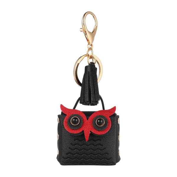 KICHOUSE Pu Leather Owl Headphone Bag for Earbuds Keychain Pouch