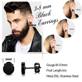 KALVICA 8/10 Pairs Stainless Steel Earrings Men Women Hypoallergenic Stud Earrings Men Silver Black Cubic Zirconia Stud Earrings Round Earrings Unisex Huggie Pierced Earrings