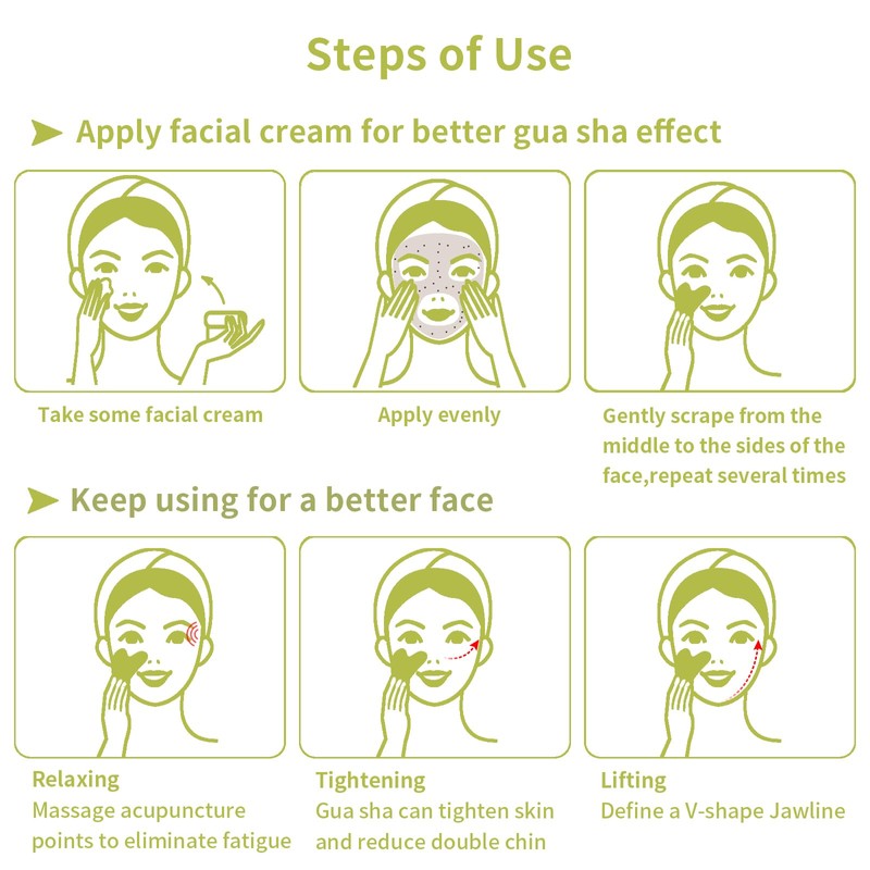 Contrybox Gua Sha Facial Tools, Jade Guasha Tool for Face