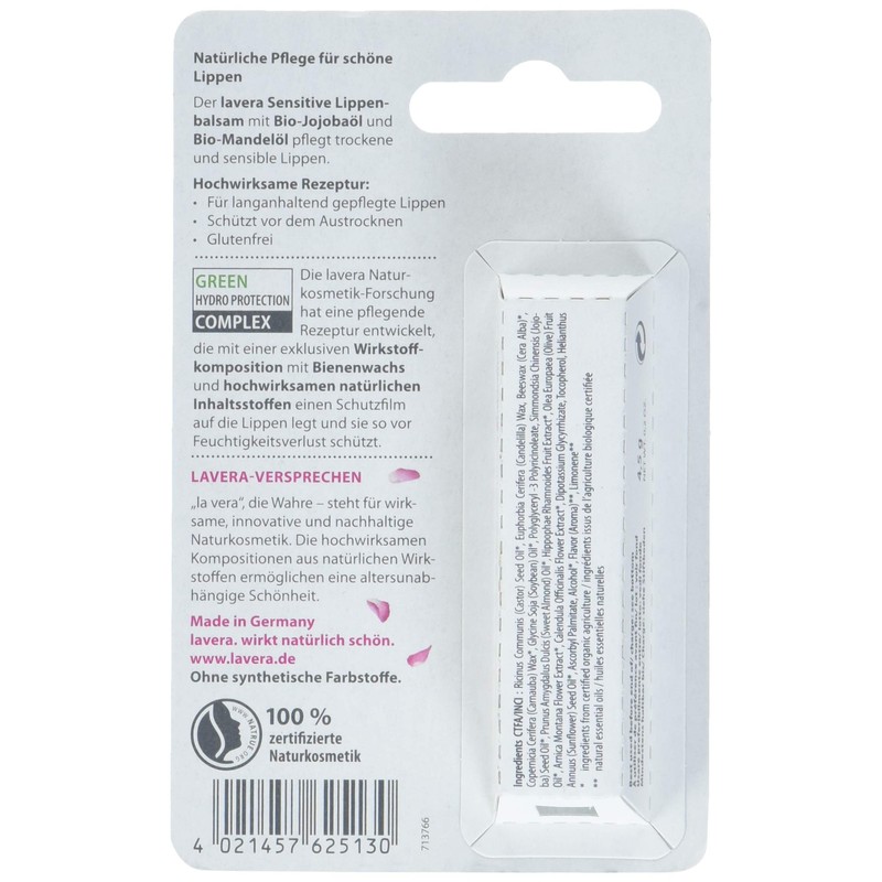 Lavera Basis Sensitive Lip Balm, 4.5 g