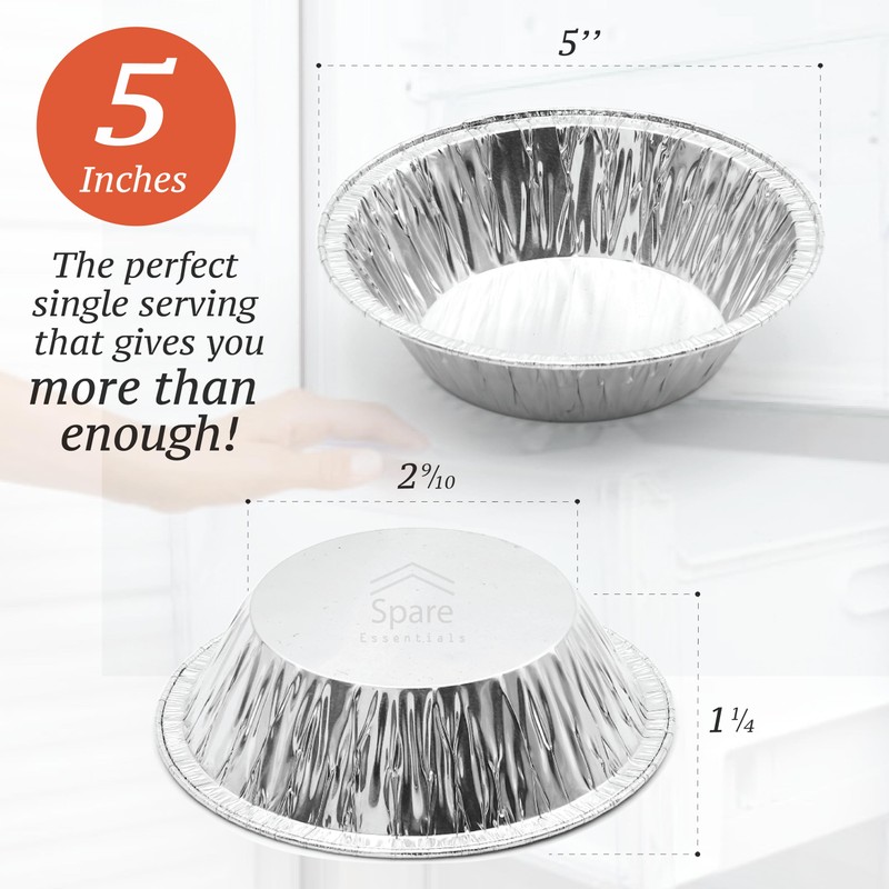 Spare Essentials (120 Pack) 5" Aluminum Pie Pans 5 Inch,