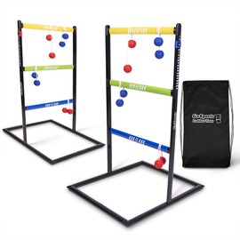GoSports Pro Grade Ladder Toss Indoor - Outdoor Game Set with 6 Soft Rubber Bolo Balls, Travel Carrying Case and Score Trackers