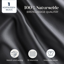 Dreamzie Silk Pillowcase 40 x 40 cm for Hair and Skin, Pillowcases Silk 19 Momme (Dark Grey, 1 Piece)
