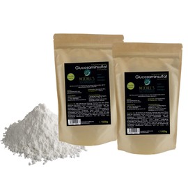 Michel'Naturprodukte Glucosamine Sulphate Powder 1 kg (2 x 500 g) Pure Glucosamine Vegan Made From Vegetable Fermentation Glucosamine Premium Quality