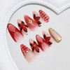 24 Pcs Red Flower Press on Nails Medium Almond Fake