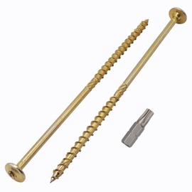 (Pack of 6 pcs) Galvanized Steel 6.0 x 180 mm Yellow Wood Screws, Torx Head, Wafer Head, Timber Screws, Partially Threaded (6, 6.0 x 180 mm)