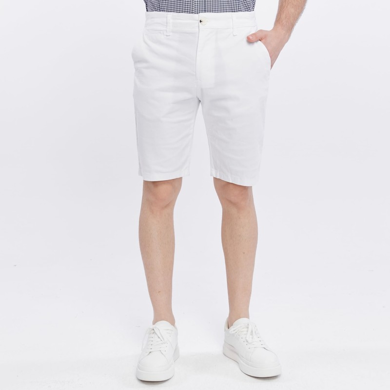 Xact Men's Premium Tailored Stretch Chino Shorts (White) 38