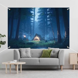 Forest Camping Backdrop Banner Field Survival Training Tent Campfire Mountain Photography Background for Campers Boys Girls Graduation Birthday Party Favors Decorations Supplies 70.8x47.2in-BECKTEN