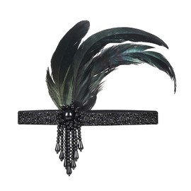 Feather Headband 1920s Headpiece Blue Crystal Diamond Hair Hoop Headdress Vintage Hairband Carnival Party Costume Party Hair Accessories for Women