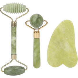 Rodillo Facial Gua Sha Masajeador 3 en 1 para Cuidado Piel Reduce Arrugas Ojeras Hinchazon Kit Belleza Antiarrugas Mujer